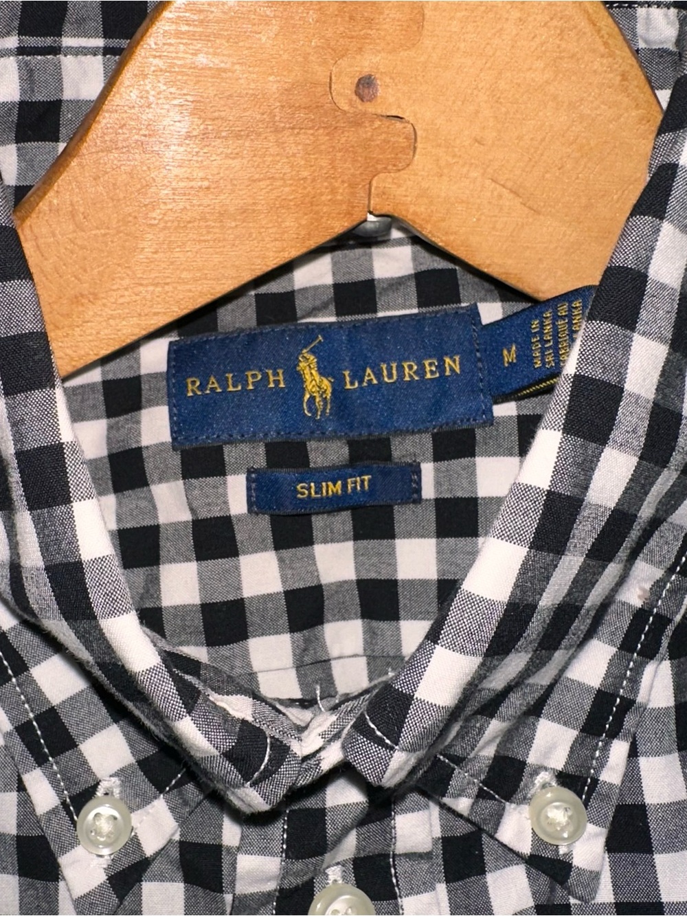 Ralph Lauren Black & White Check Cotton Button-Down Shirt - Slim Fit - Picture 3 of 7